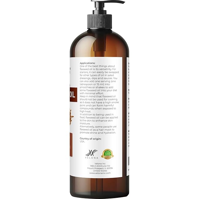 velona Flaxseed Oil - 16 Fl Oz | 100% Pure and Natural Carrier Oil | Unrefined, Cold Pressed |Body, Face & Skin Care | Use Today - Enjoy Results…