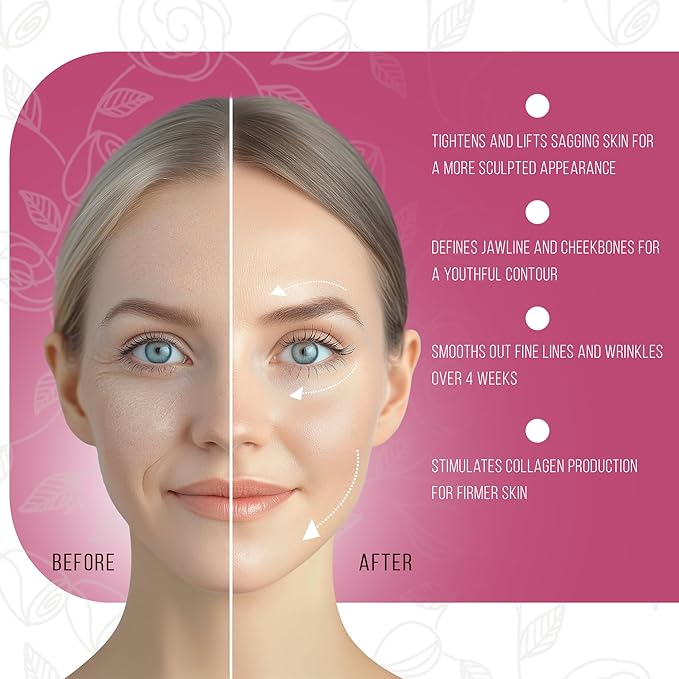 5-in-1 Microcurrent Facial Device for Face Tightening, Lifting & Wrinkle Reduction – Non-Invasive Anti Aging Tool, Jawline Shaper & Skin Lifting Face Sculpting Device for At-Home Skincare
