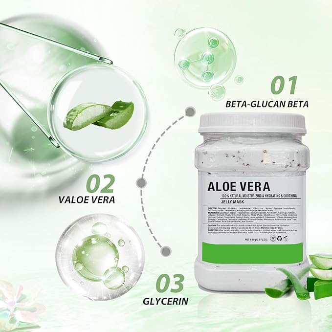 Professional Face Jelly Mask - Bulgarian Rose Aloe Vera Moisturizing Jelly Masks for Facials, 23 fl oz Jar