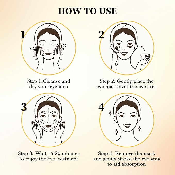Avocado Golden Under Eye Mask Skincare 60 Pairs Set, Moisturizing Non-greasy Under Eye Patches for Women and Men, Travel Size Long Lasting Refreshing Eye Skin Care Gels Pads Gifts Set