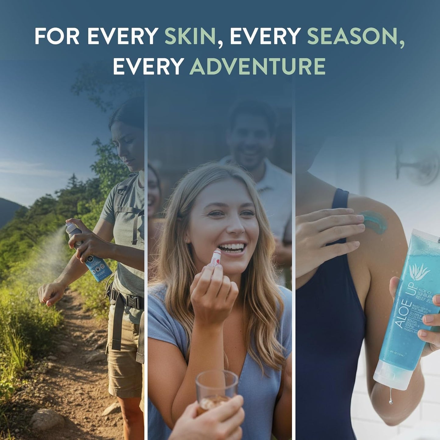 Aloe Up Sun & Skin Care Gift Basket – 6-Piece for Men & Women Set with SPF Moisturizers, Sport Sunscreens, Lip Balm & Aloe Gel – Alcohol-Free, Reef Friendly, Hydrating Skincare Kit