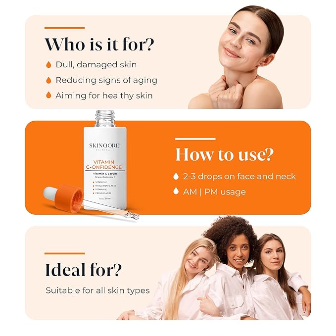 Vitamin C-onfidence | Vitamin C Serum with Ferulic Acid, Vitamin E, & Hyaluronic Acid | Improves Discoloration, Uneven Tone & Firms | Hydrating Brightening Serum | | Natural Skin Care - 1oz