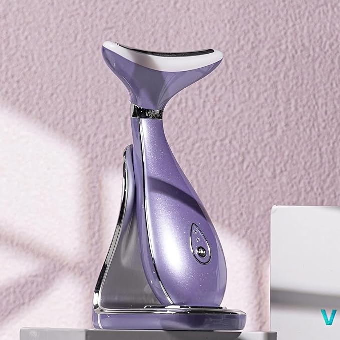 Lily Neck Face Massager, Skin Rejuvenation Beauty Massager, 3-in-1 at-Home Facial Spa Tool, Lifting, Toning and Tightening for a Radiant Appearance (Lavender Violet)