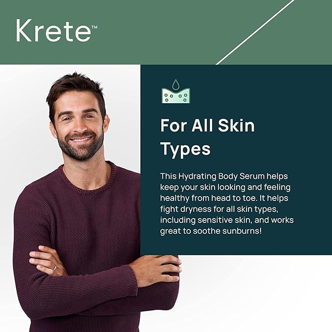 KRETE Hydrating Face & Body Serum for Men Head-to-Toe Bundle - Moisturize, Smooth, Hydrate, & Protect Your Skin In 30-Seconds, Oil-Free, All Skin Types with Apple Stem Cell Extract & Hyaluronic Acid