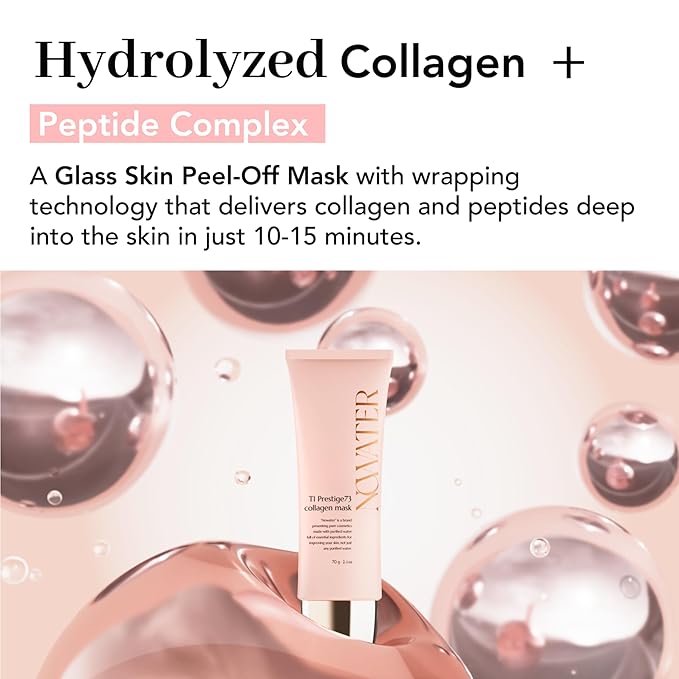 NOWATER Collagen Wrapping Mask, Elasticity Improving, Hydrating, Firming - Hydrolyzed Collagen & Peptide, Glass Skin Peel Off Mask, Korean Skincare for Face (2.4 fl.oz)
