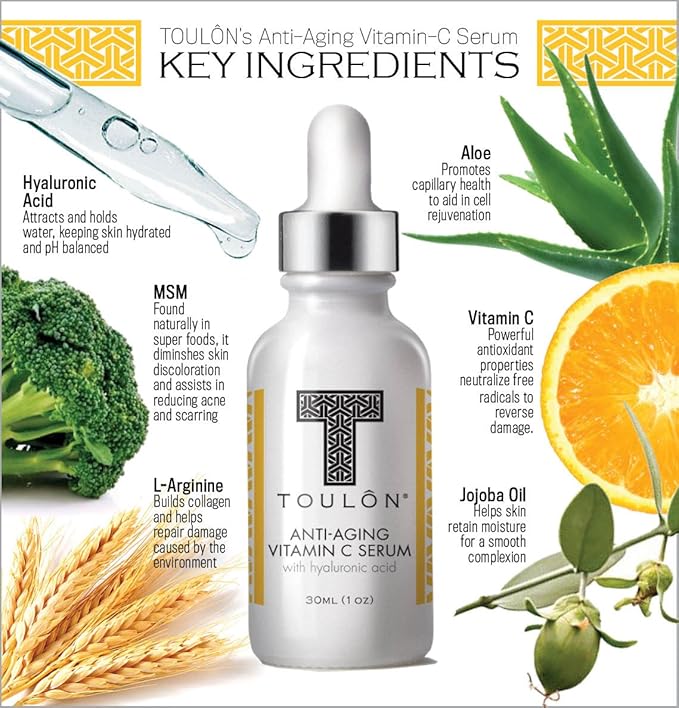 Toulon Vitamin C Serum with Hyaluronic Acid, 1 oz