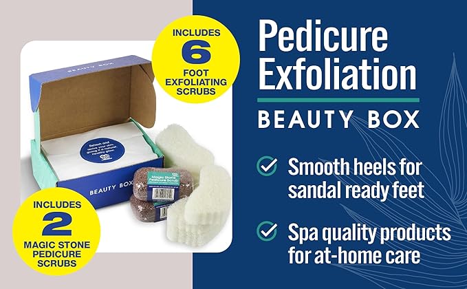 HartFelt Beauty Box Bundle with Exfoliation Foot Scrub and Delicate Skin Wool Sea Sponge, Shower Sponges for Women & Men, Shower Scrubber Gift Box