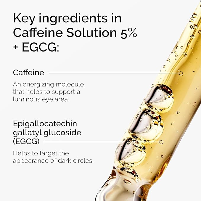 Two Pack Caffeine Solution 5% + EGCG, Depuffing Eye Serum for Dark Circles and Tired Eyes with Honey Hand Cream Bundle