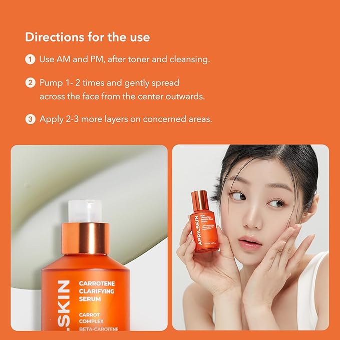APRILSKIN Soothing and Hydrating Skincare Set: Carrotene Clarifying Facial Serum, Carrotene IPMP™ Clearing Solution & Carrotene Clarifying Cream