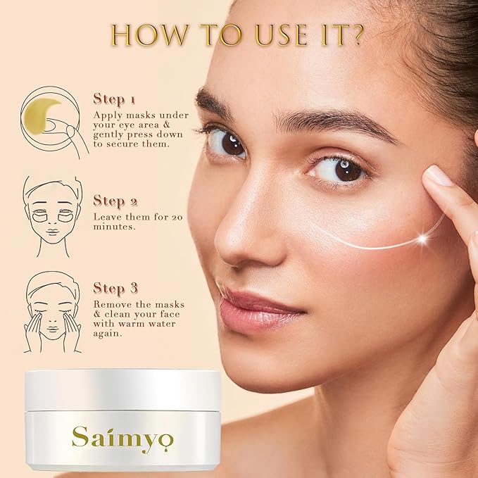 24K GOLD Eye Mask– 60 Pcs - Gold Under Eye Mask Retinol & Collagen - Puffy Eyes and Dark Circles Treatments – Look Younger and Reduce Wrinkles and Fine Lines Undereye, Improve and Firm eye Skin
