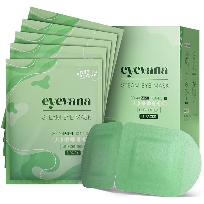 16 Packs Steam Eye Mask, Self Heating Warm Compress for Dry Eyes, Disposable Heated Eye Mask for Sleep, Spa, Travel Essentials & Relaxation Gifts for Women, Stocking Stuffers (16, Unscented)