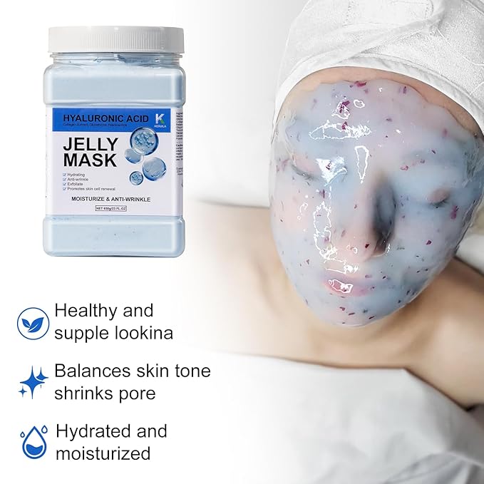 Hyaluronic Acid Jelly Mask Powder for Skin Care, Jelly Masks for Facials Professional, Facial Peel Off Gel Mask for Skincare, Hydrating Anti Wrinkle Peel Off Mask
