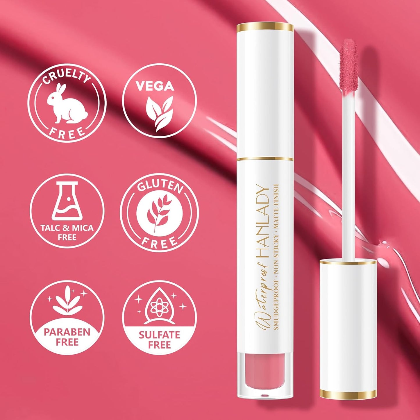 Pink Red Lipstick Long Lasting Lipsticks for Women Pigmented Smudgeproof Transferproof Vegan Cruelty Free Lip Makeup, A64 Epic