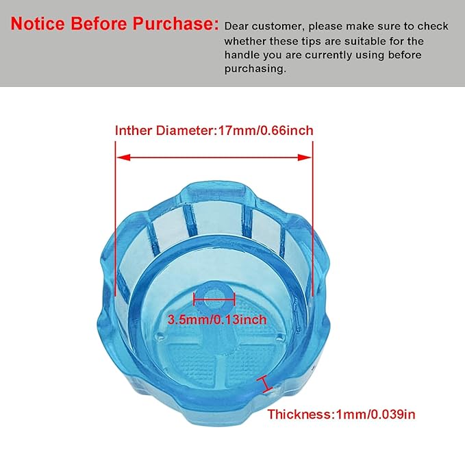 Elitzia Plastic Hydro Dermabrasion Microderma Heads Hydro Facial Aqua Peel Tips Water Peeling Caps Facial Care Skin Cleaning Tool Beauty Machine Replacement Spare Parts 8pcs Per Set (Capri Blue)