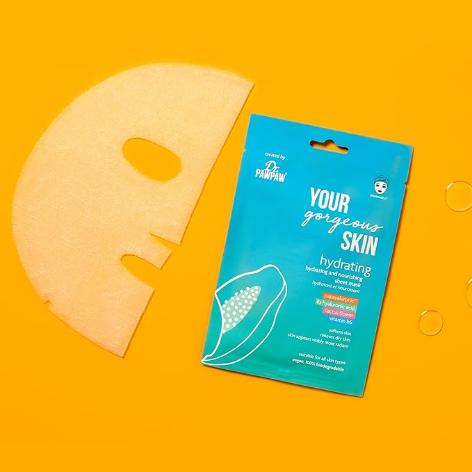 Dr. PawPaw Face Sheet Masks - Nourishing and Moisturizing Face Mask Sheet - Hydrating Sheet Face Masks with Cactus Flower and Vitamin B5-0.84 oz