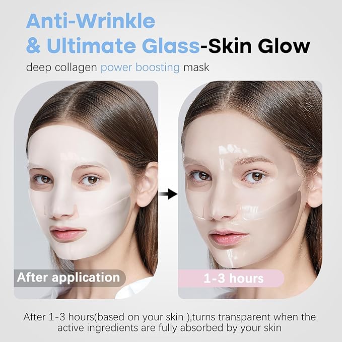 ISTON 4-in-1 Collagen Face Mask Set | Overnight Hydration & Anti-Aging Hydrogel Sheet Masks with Collagen, Hyaluronic Acid, Niacinamide, Peptides & Centella for Wrinkle Reduction& Glowing Skin