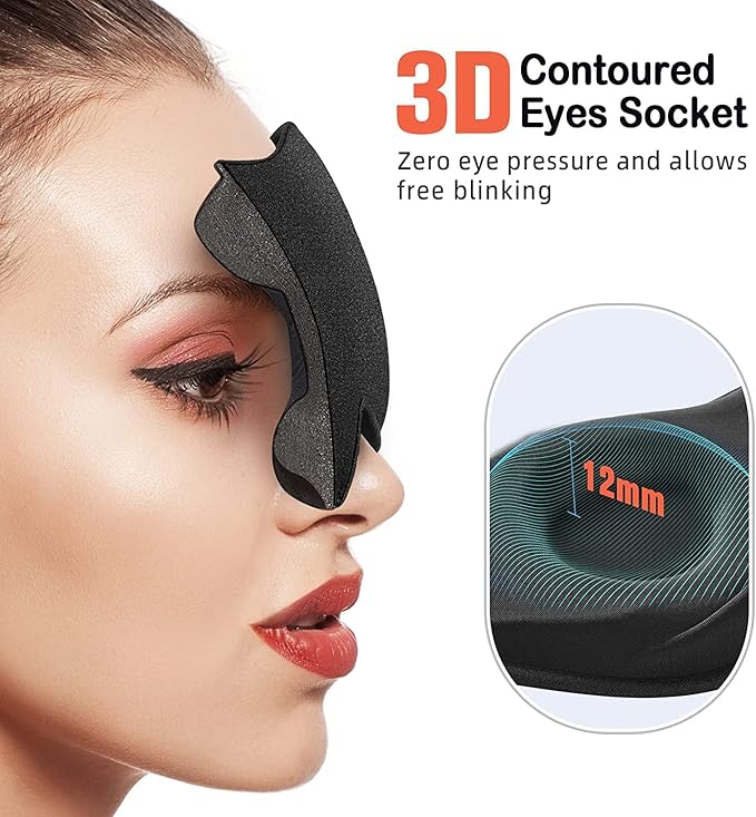 Sleep Eye Mask for Men Women 3D Contoured Cup, Concave Molded, Block Out Light, Molded Soft Comfort Eye Shade with Adjustable Strap (Purple, 2 Count (Pack of 1))
