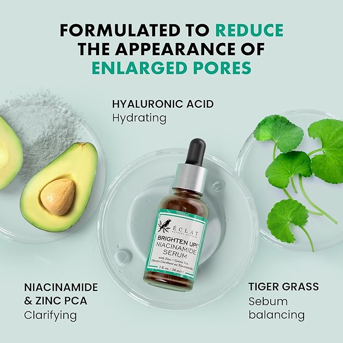 Eclat Skincare Niacinamide Serum - Pore Minimizer for Uneven Complexion - Brightening Niacinamide Serum for Face - Lightening & Moisturizing Skin Care for Dark Spots 1 fl oz