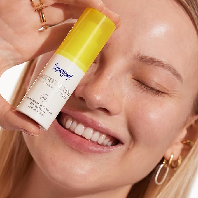 Supergoop! Bright-Eyed 100% Mineral Eye Cream - 0.5 fl oz, Pack of 2 - SPF 40 PA+++ Hydrating & Illuminating Mineral Sunscreen - Under Eye Cream for Dark Circles & Puffiness - Revives Tired Eyes