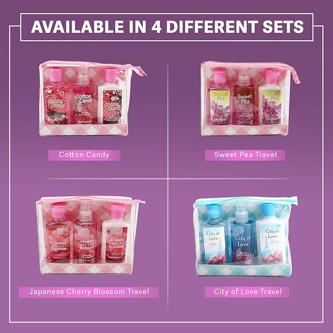 Bath and Body Gift Set for Women & Girls, City of Love Spa Set, Personal Self Care Travel Kit, 3PCS Set for - Shower Gel, Body Lotion, Body Mist- Birthday Mother's Day Gifts for Her