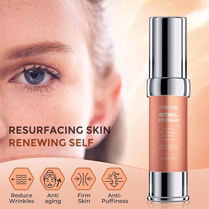 Retinol Eye Cream for Dark Circles and Puffiness, Hyaluronic Acid Serum for Face Anti Aging, Fine Lines, Dark Spots, & Dry Skin