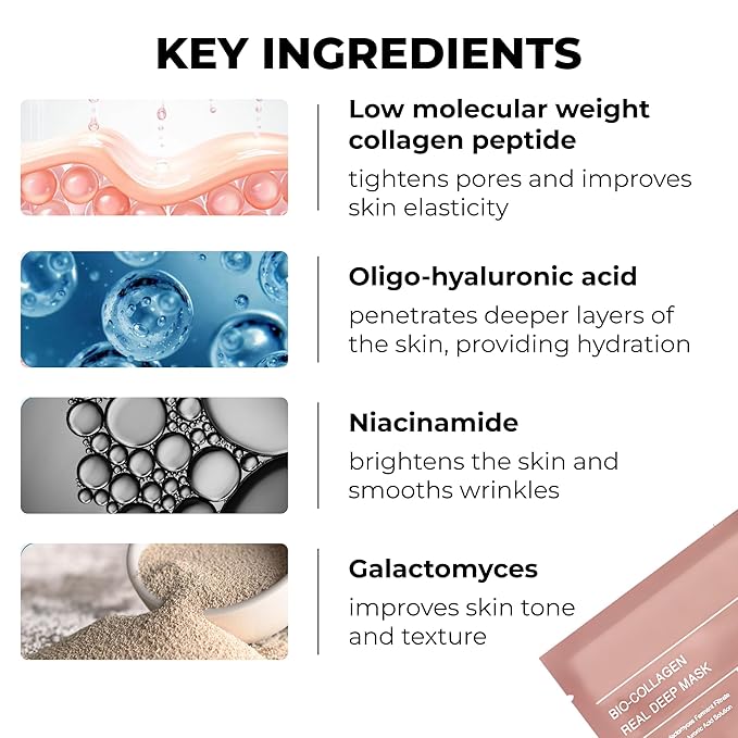 Bio-Collagen Sleeping Mask ā Intense Hydration & Firming Treatment, Korean Skincare, Overnight Facial Mask for Women, 4-Pack