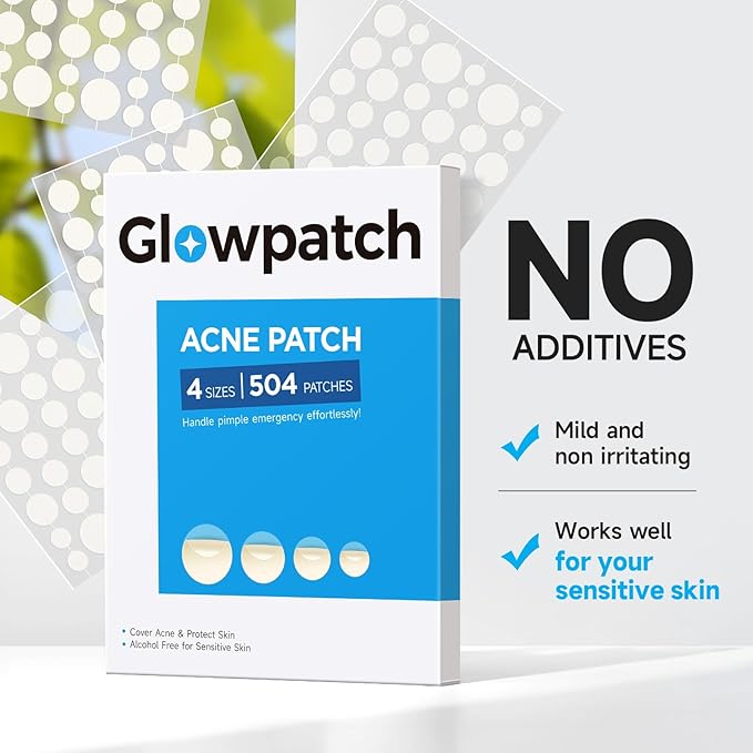 Pimple Patches for Face (504 Counts), Bulk Acne Patch, Zit Stickers 4 Sizes, Hydrocolloid Spot Stickers, Clear Acne Dots for Covering Zits, Blemishes and Breakouts