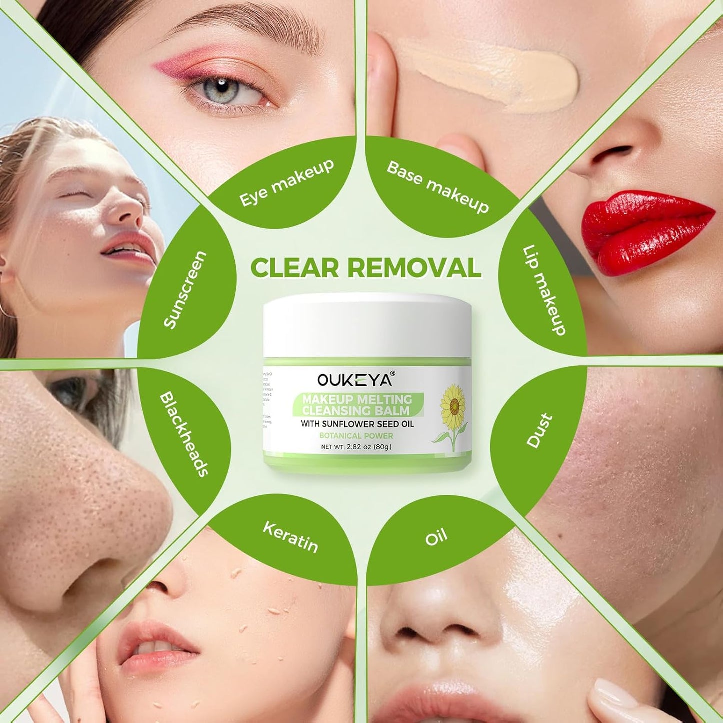 OUKEYA Cleansing Balm - Moisturizing Makeup Remover | Natural Ingredients | Suitable for All Skin Types to Gently Meltaway Mascara, Eyeliner and Makeup |- Gently Removes Dirt & Impurities 80g