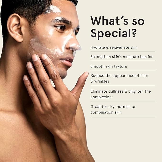 BRO MASK: Korean Face Mask for Men | 2 Pc. Hydrating Anti Aging Sheet Masks Contain Vitamin C, Vitamin E, Hyaluronic Acid, Hydrolyzed Collagen for Face Care, Acne Treatment (4 X 4 Packs)