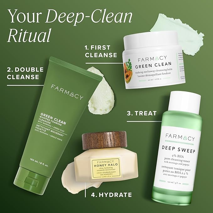 Farmacy Foaming Face Wash for Oily Skin - Whipped Greens Oil-Free Gentle Facial Cleanser + Exfoliator - Infused with Green Clay to Remove Impurities, Control Oil + Maintain Skin Hydration (5 fl oz)