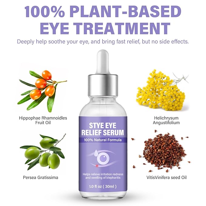 Stye Eye Treatment, Natural Stye Relief Serum, Gently Cleanses Lashes and Eyes, Chalazion and Blepharitis Treatment,Relieves Eye Irritation