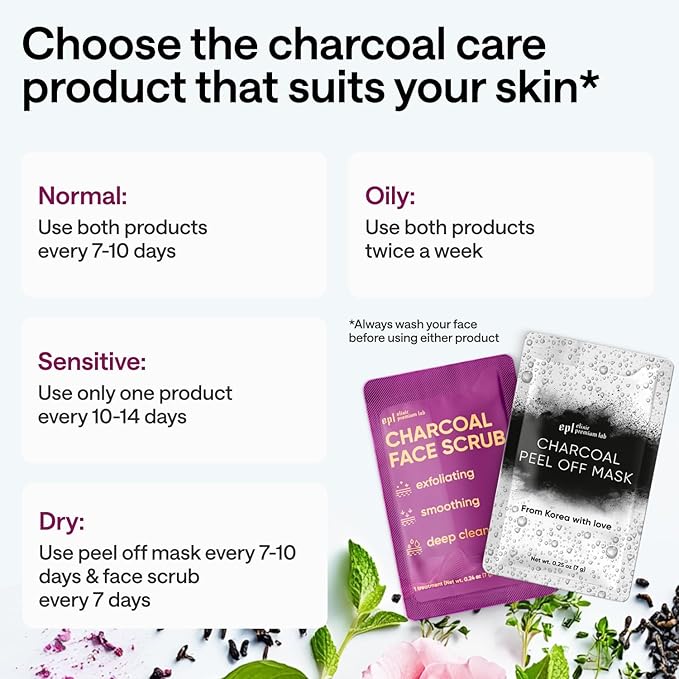 Ultimate Charcoal Skincare Bundle - Korean Charcoal Face Scrub & Peel Off Mask for Women & Men - 14 Exfoliating Scrubs & 1 Face Peel Mask for Blackheads & Pores