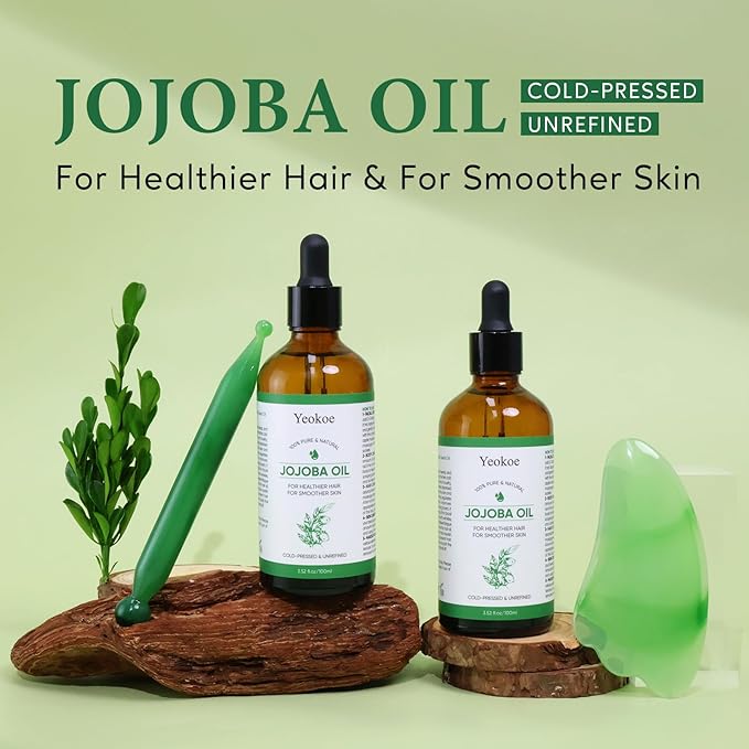 Under Eye Patches for Dark Circles,Puffy Eyes and Jojoba Oil Pure Cold Pressed Unrefined Gua Sha for Healthier hair