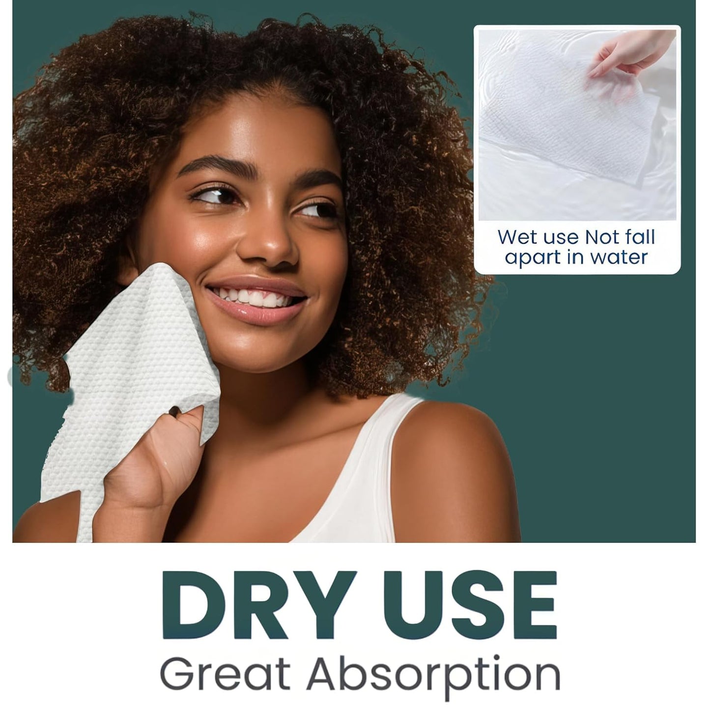 Ourmed Life Disposable Face Towels, Clean Facial Wash Cloth without Lint, Biodegradable Cleansing Dry Wipes, Skincare and Makeup Remover Towels for Sensitive Skin (Unscented, 60 Count, Pack of 1)