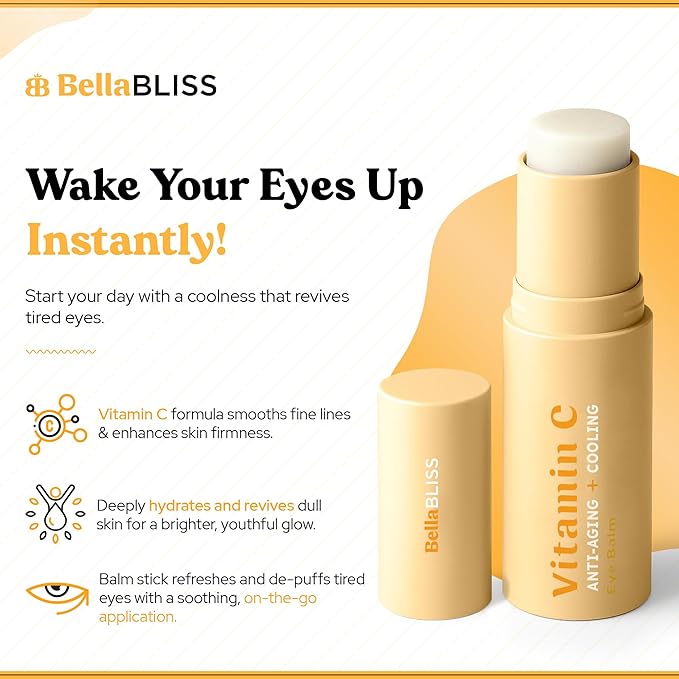 BellaBLISS Vitamin C Eye Balm Stick ā Lightweight Under Eye Cream for Puffiness, Dark Circles & Wrinkles ā Made in Korea ā 0.35 oz / 10 g ā Pack of 1