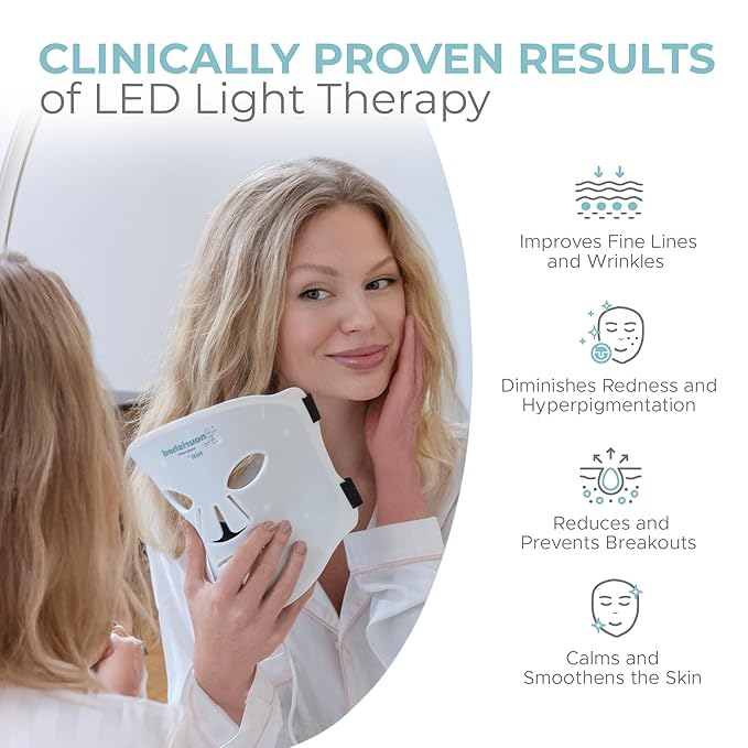 LED Face and Neck Mask with Near-Infrared - Blue, Red Light Therapy for Face - 228 LEDs - Skincare Tool for Wrinkles, Anti-Aging