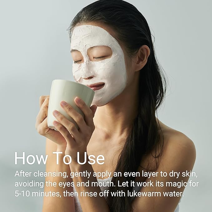 Kaolin Purifying Wash Off Pack, Pore Cleansing Mask for Dry Sensitive Skin, Softening amd Hydrating, Korean Skincare (3.88oz / 110g)