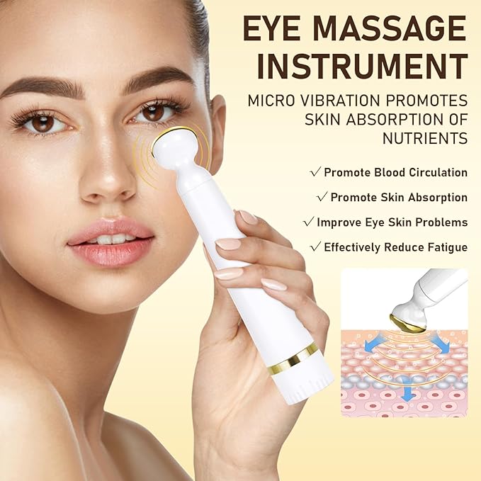 Retinol Eye Cream with Eye Massage Instrument, Infused with 5% Caffeine and Hyaluronic for Dark Circles Treatments, Under Eye Care Anti Aging Reduce Under Eye Bags Fine Lines, Gifts for women
