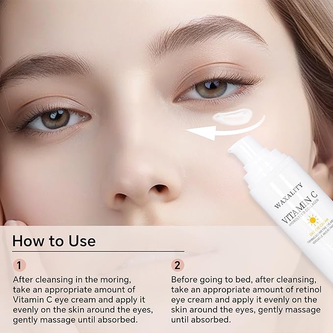 Under Eye Cream Dark Circles Under Eye Treatment Reduces Puffiness, Fine Lines, Wrinkles and Eye Bags - Vitamin C & Retinol Cream for Under Eye Care Day & Night (15 ML)