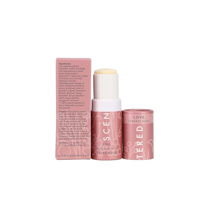 Scentered Aromatherapy Balm Stick - Love - Rose Essential Oils Rub On for Emotional Regulation & Balance - 100% Natural: Rose, Cedarwood, Ylang Ylang - Self Care Gifts for Women