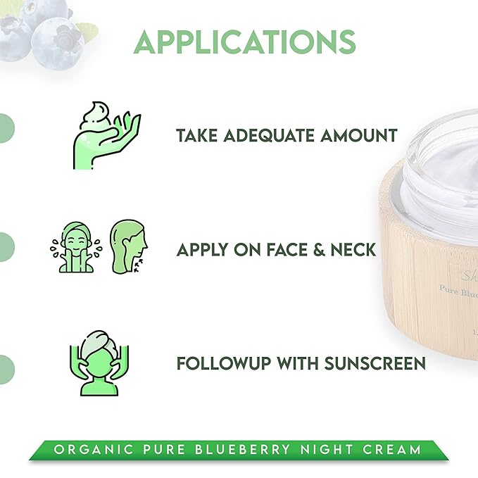 Shir Organic Blueberry Night Cream for Nourished, Wrinkle-Free, Radiant Skin. Moisturizer Face Cream with Anti-Aging Formula keeps Skin Hydrated, Facial Skin Care Product (15ml)