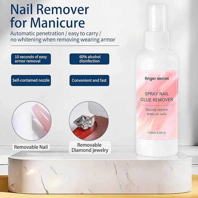 Press on Nail Glue Remover Nail Remover Kit,Cuticle Trimmer with Cuticle Pusher and Nippers Professional Manicure Tools for Manicure Salons