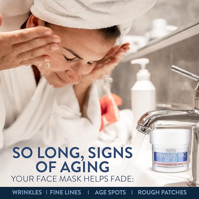 Advanced Clinicals Hyaluronic Acid Gel Facial Mask Skin Care Treatment, Brightening, Hydrating Anti Aging Face Mask & Moisturizer Helps Transform Dry Skin W/Collagen, Chamomile, & Aloe Vera, 5 Fl Oz