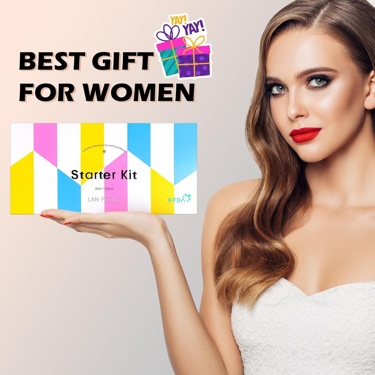 TRESSON BB Facial Glow Serum Starter Kit Hyaluronic Acid Essence Foundation Skin Care Kit 0.27oz 12 Vials, Combined With Niacinamide and Peptides To Skin Tone Anti-Aging Foundation Light Rose