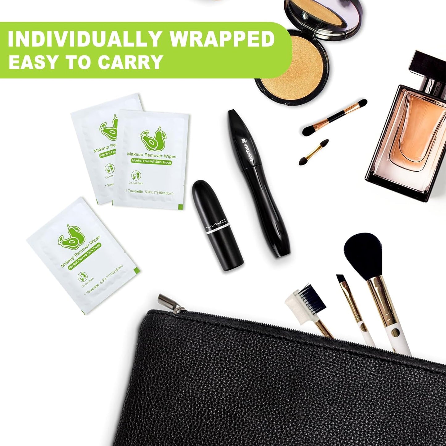 Bulk Makeup Remover Wipes - Individually Wrapped, Gentle Cleansing for Face, Mascara & Lipstick - Travel & Hotel 200