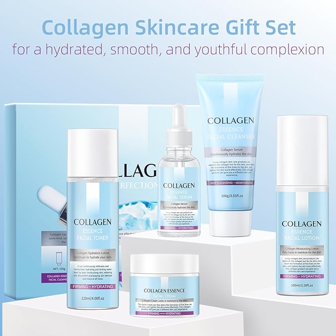 Skin Care Gift Set For Women, Valentine's Day Gifts, Anti Aging Skin Care Set With Collagen, Best Daily Hydrating Skin Care Kit, Beauty Gift Set, Skin Care Routine Kit For Women, Facial Self Care Kit