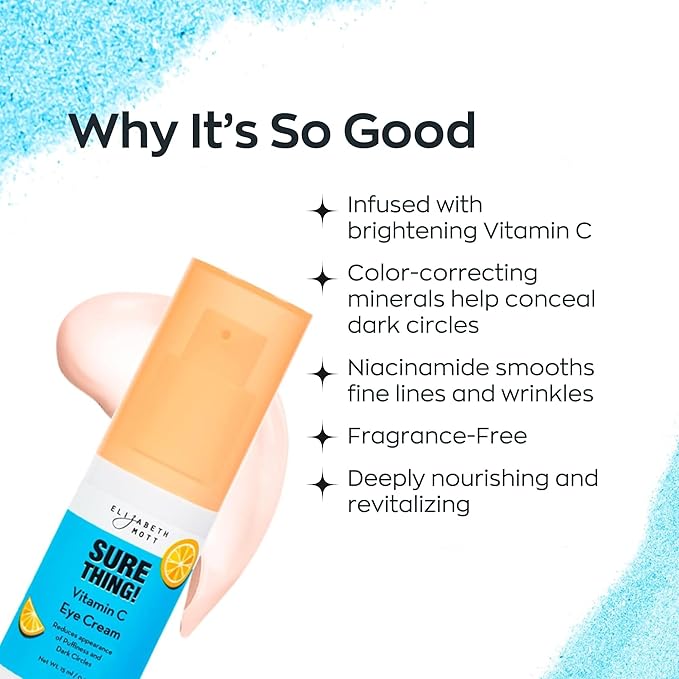 Elizabeth Mott Sure Thing Vitamin C Eye Cream – Hydrating, Brightening, Anti-Aging Eye Repair Treatment for Dark Circles & Puffiness – Vegan, Fragrance-Free, Cruelty-Free Skincare – 15ml (0.5oz)