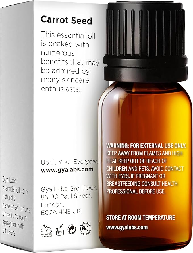 Gya Labs Carrot Seed Essential Oil - 0.34 Fl Oz - 100% Pure Natural Carrot Oil for Skincare, Hair, Scalp & Aromatherapy, Candles Making DIY, Massages - Earthy Woodsy Scent