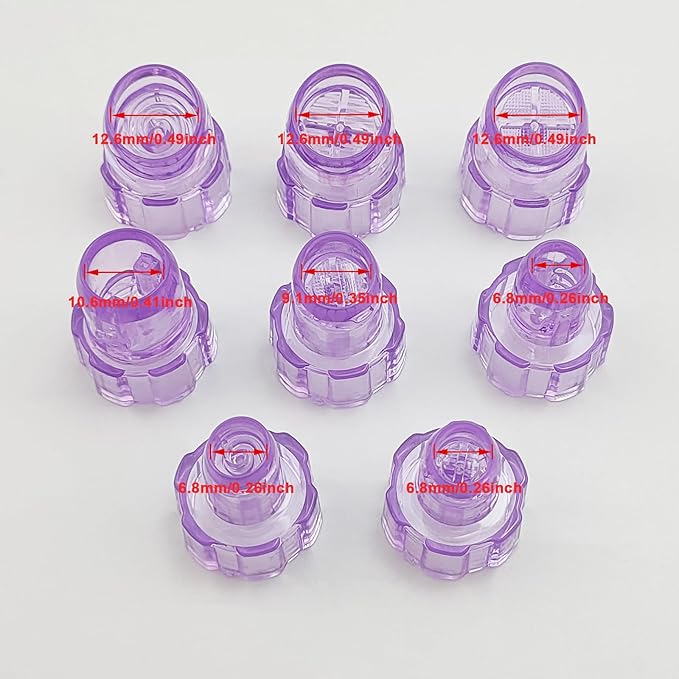 Elitzia Plastic Dermabrasion Microderma Heads Facial Aqua Peel Tips Water Peeling Caps Facial Care Skin Cleaning Tool Beauty Machine Replacement Spare Parts 8pcs Per Set (Lilac)
