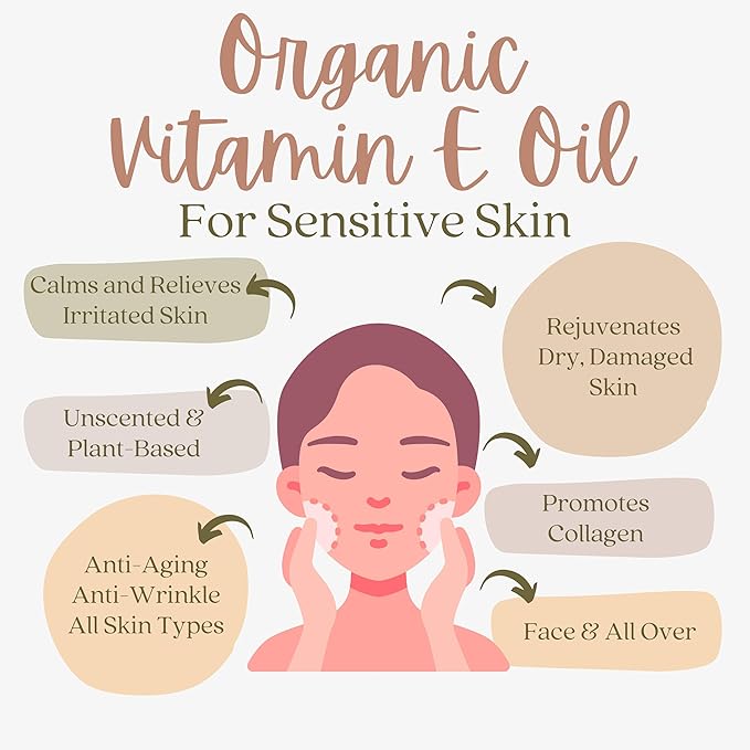 Organic Vitamin E Oil Bulk - 1 Gallon USDA Certified 100% All Natural Plant Based - Light and Unscented Great for Scars After Surgery - For Face, Skin and Nails - DIY, Reduce Wrinkles & Anti Aging